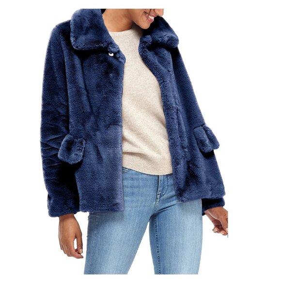 Gal Meets Glam Collection Blue Reese Faux Fur Jacket NWOT - size M - Picture 1 of 6